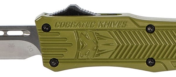 CobraTec Knives SODCTK1STNS CTK-1  Small 2.75" OTF Tanto Plain D2 Steel Blade/OD Green Aluminum Handle Features Glass Breaker Includes Pocket Clip