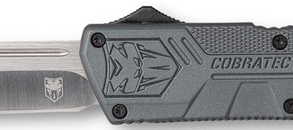 CobraTec Knives GYCTLWDNS Lightweight  3.25" OTF Drop Point Plain D2 Steel Blade/Gray Aluminum Handle Includes Pocket Clip