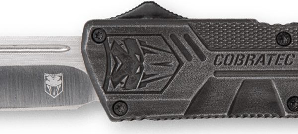 CobraTec Knives SWCTLWDNS Lightweight  3.25" OTF Drop Point Plain D2 Steel Blade/Stonewashed Aluminum Handle Includes Pocket Clip