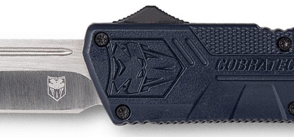 CobraTec Knives NYCTLWDNS Lightweight  3.25" OTF Drop Point Plain D2 Steel Blade/NYPD Blue Aluminum Handle Includes Pocket Clip