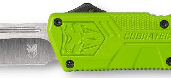 CobraTec Knives ZBGCTLWDNS Lightweight  3.25" OTF Drop Point Plain D2 Steel Blade/Zombie Green Aluminum Handle Includes Pocket Clip
