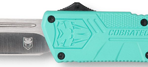 CobraTec Knives TFCTLWDNS Lightweight  3.25" OTF Drop Point Plain D2 Steel Blade/Tiffany Blue Aluminum Handle Includes Pocket Clip