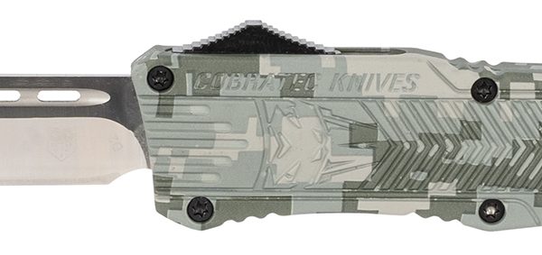 CobraTec Knives LADCCTK1LTNS CTK-1  Large 3.75" OTF Tanto Plain D2 Steel Blade/Army DigiCamo Aluminum Handle Features Glass Breaker Includes Pocket Clip
