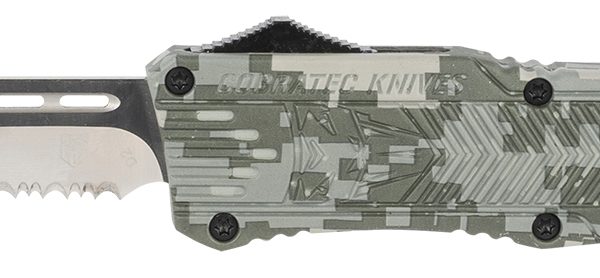 CobraTec Knives LADCCTK1LTS CTK-1  Large 3.75" OTF Tanto Part Serrated D2 Steel Blade/Army DigiCamo Aluminum Handle Features Glass Breaker Includes Pocket Clip