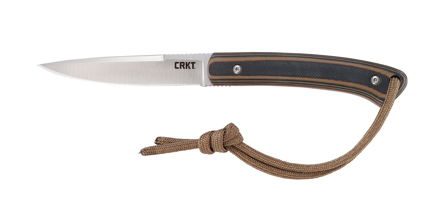 CRKT 2382 Biwa  3.02" Fixed Plain Satin 8Cr13MoV SS Blade/Black/Brown G10 Handle Includes Lanyard/Sheath