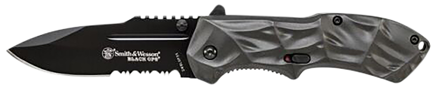 Smith & Wesson Knives SWBLOP3CP Black Ops 3.40" Folding Tanto Plain 4034 SS Blade Aluminum Handle Includes Pocket Clip