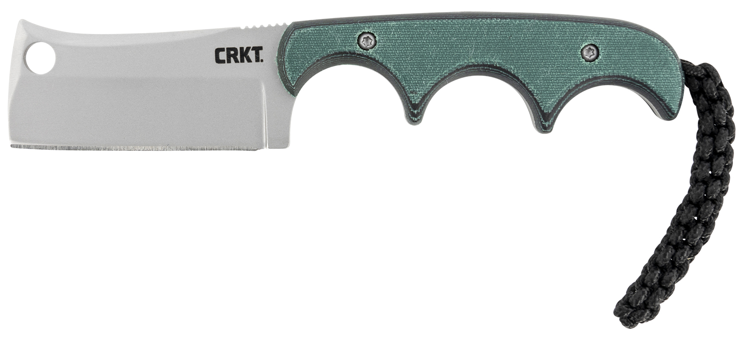 CRKT 2383 Minimalist 2.13" Fixed Cleaver Plain Bead Blasted 5Cr15MoV SS Blade/ Green Contoured Resin Infused Fiber Handle Includes Lanyard/Sheath