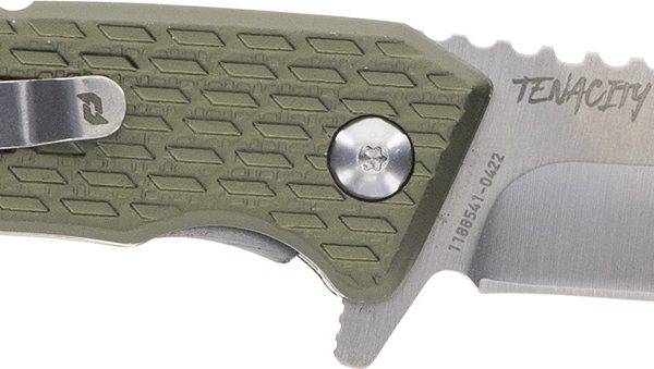 Schrade 1159317 Tenacity  Folding Modified Drop Point Part Serrated Satin AUS-10A SS Blade, Green Aluminum Handle