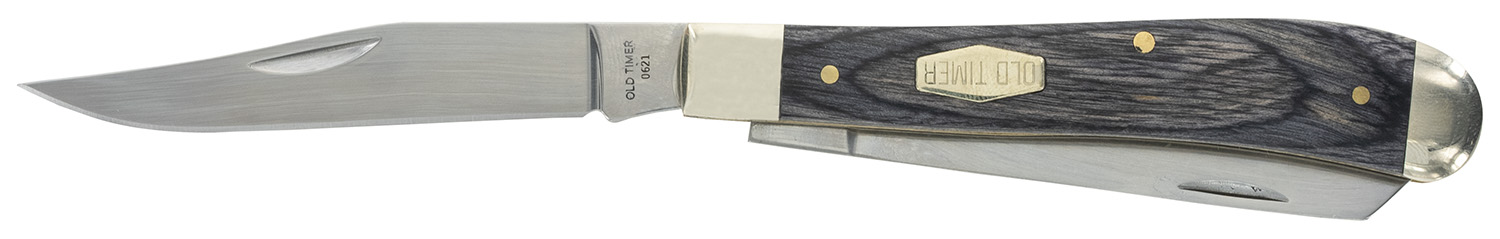 Old Timer 1135990 Heritage Series Trapper 940T 3" Folding Clip Point/Spey Plain D2 Steel Blade, 3.70" Gray Wood Laminate Handle