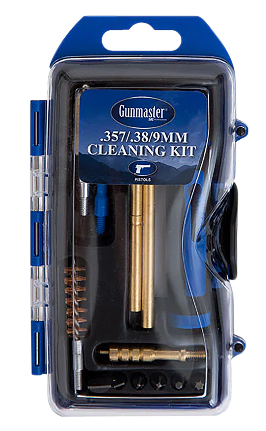 DAC GM9P GunMaster Cleaning Kit 9mm & 38 Cal Pistol/14 Pieces Black/Blue