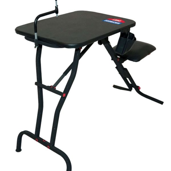 Birchwood Casey MSB100 Ultra Steady Shooting Bench Black Steel, Folding Seat, Pockets & Adjustable Rubber Coated Gun Rest 21" W x 28" L