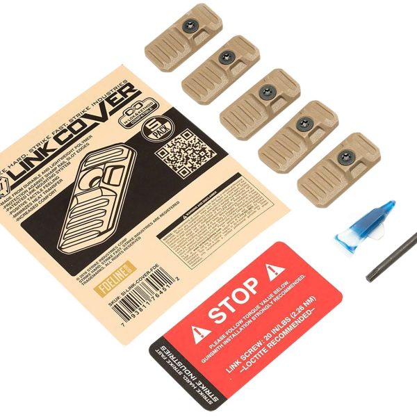 Strike Industries LINK-COVER-FDE LINK Cover  Flat Dark Earth Polymer for M-lok & Keymod Rails 5 Pack