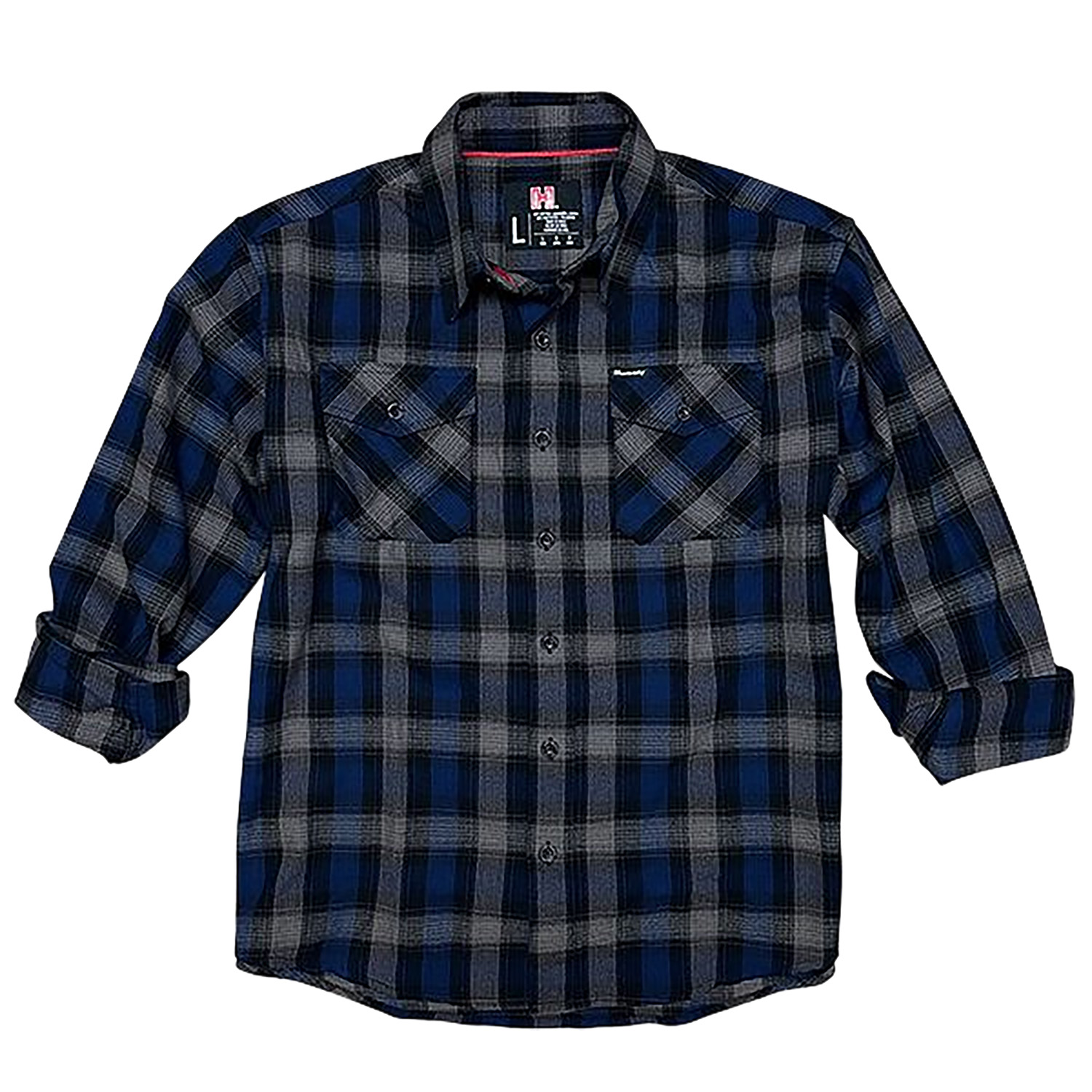 Hornady Gear 32204 Flannel Shirt XL Navy/Black/Gray, Cotton/Polyester, Relaxed Fit Button Up