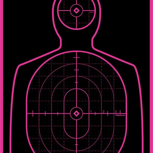 TruGlo TG13P6 Tru-See Handgun Target Self-Adhesive Heavy Paper Black/Pink 12"x18" Silhouette 6 Pack