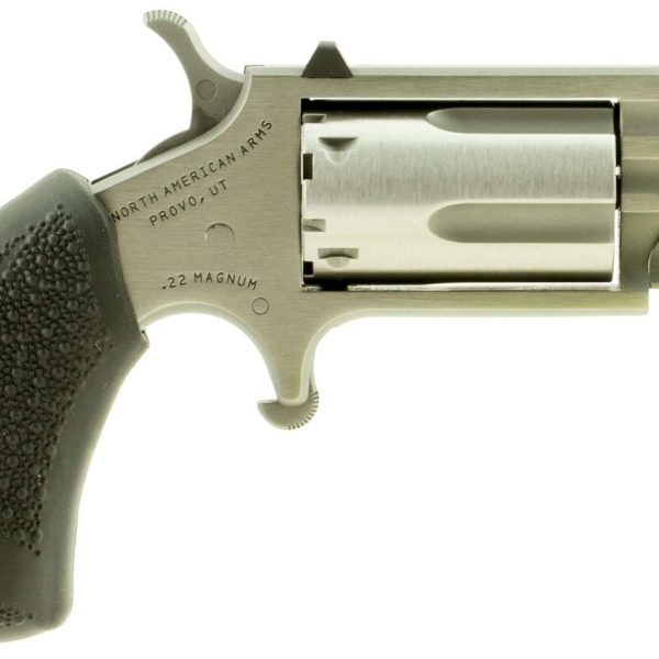 North American Arms PUGDP Pug  22 WMR 5 Shot 1" Stainless Steel Ported Barrel, Stainless Steel Frame, Stainless Cylinder, Black Polymer Grip, Exposed Hammer