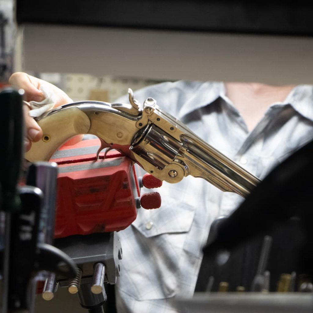 Revolver On The Bench At Elk River Guns