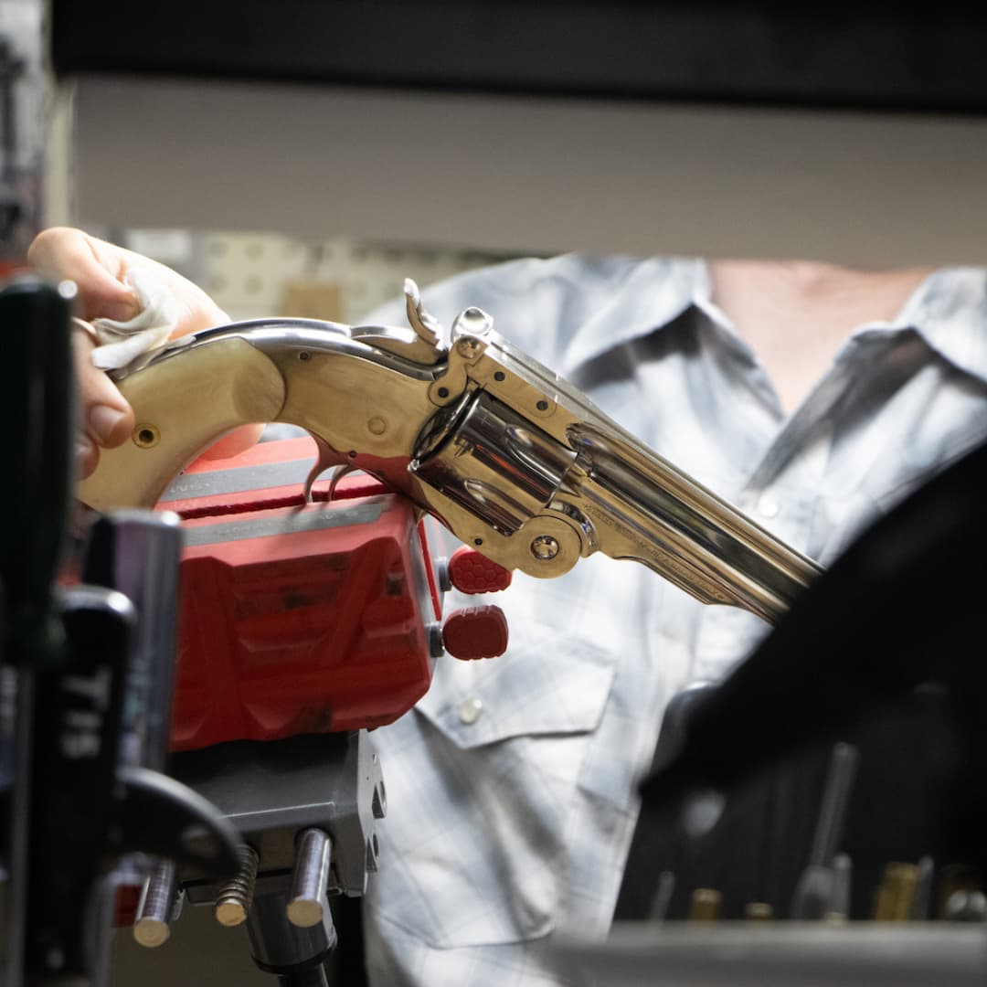 Revolver on the gunsmith bench at Elk River Guns
