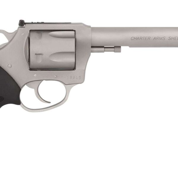 Charter Arms 73566 Mag Pug Target Extra Large 357 Mag, 6 Shot 6" Matte Stainless Steel Barrel, Cylinder & Frame w/Black Finger Grooved Rubber Grip