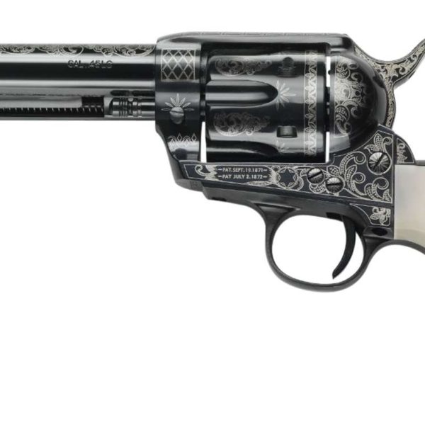 Pietta GW45LLE434NMUI 1873 GW2 Liberty 45 Colt (LC) 6 Shot, 4.75" Blued Engraved Steel Barrel, Cylinder, Frame & Hammer, Ultra Ivory Grip w/Engraved Liberty Eagle
