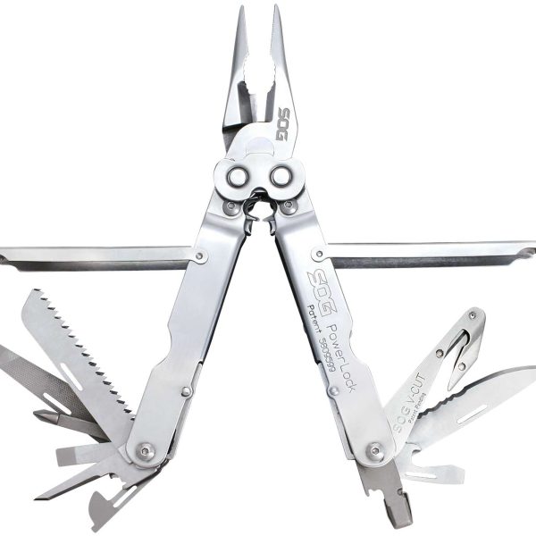 S.O.G SOG-S62N-CP PowerLock V-Cutter Polished 420 Stainless Steel 7" Long Includes Sheath