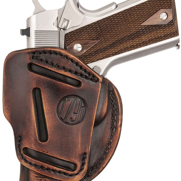1791 Gunleather 3WH1VTGA 3-Way  IWB/OWB Size 01 Vintage Leather Belt Loop Fits 1911 3-4" Ambidextrous Hand