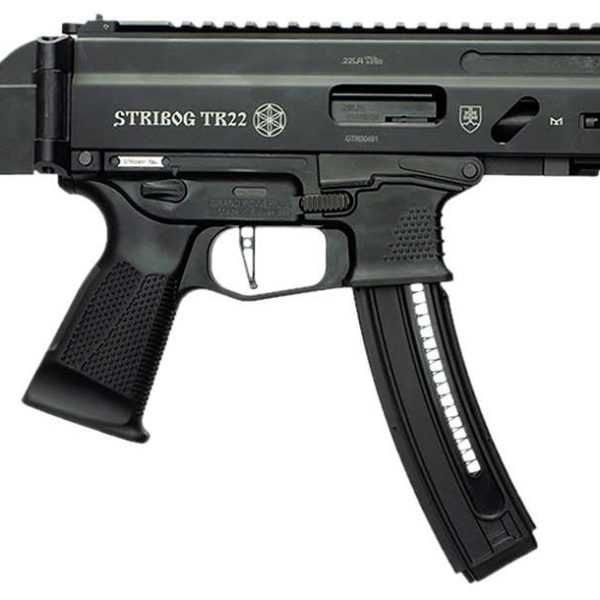 Grand Power 197892004817 TR22 Stribog 22 LR 25+1 10" Black Threaded Barrel, Black Hardcoat Anodize Receiver w/Picatinny Rail, Black SB Tactical Brace, Black Polymer Grip, Ambidextrous