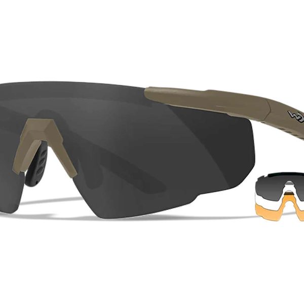 Wiley X 308T Saber Advanced  Smoke Gray/Clear/Light Rust Lens Polycarbonate Matte Tan Frame