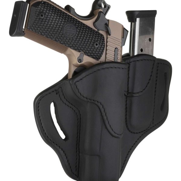 1791 Gunleather BH1M1SBLR BH1M1 Combo OWB 01 Stealth Black Leather Belt Slide Fits 4-5" 1911