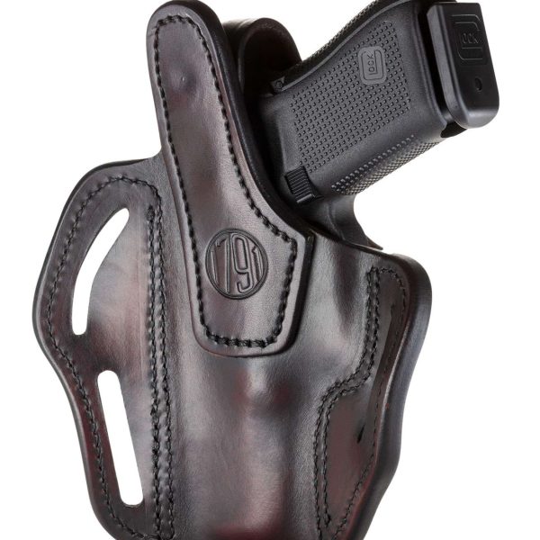 1791 Gunleather BHX3SBRR BHX  OWB Size 03 Signature Brown Leather Belt Slide Compatible w/Glock 17/S&W M&P Shield/Sig P228 Right Hand