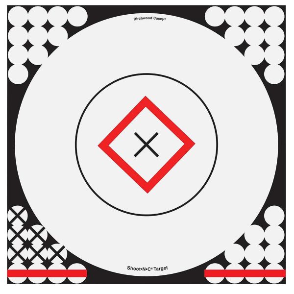 Birchwood Casey 34195 Shoot-N-C Reactive Target Self-Adhesive Paper Black/Red/White 17.25" Bullseye 5 Pack