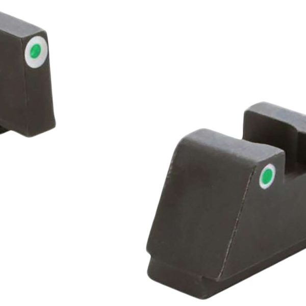 AmeriGlo GL330 Optic Compatible Sight Set for Glock  2XL Tall Green Tritium White Outline Front Sight-Green Tritium White Outline Rear Sight