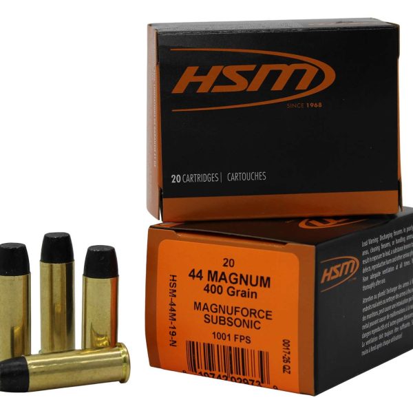 HSM 44M19N   44RemMag Subsonic 400gr Hard Cast Long Flat Nose 20 Per Box/20 Case