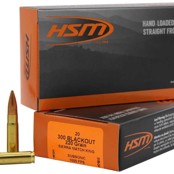 HSM 300BLK4N Match  300 Blackout 220 gr Sierra MatchKing BTHP 20 Per Box/ 25 Case