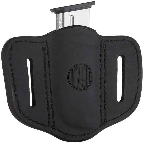 1791 Gunleather MAG11SBLA MAG1.1 Single Mag Holster Stealth Black Leather Belt Slide Compatible w/ Single Stack Ambidextrous