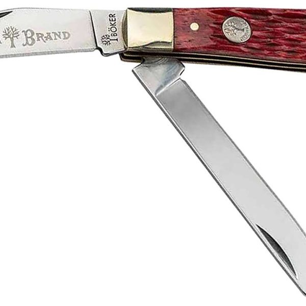 Boker 110825 Trapper 2.0 Clip Point/Spey Plain D2 Steel Blade Red Jigged Bone Handle