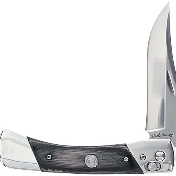 Uncle Henry 1222013 Bear Paw  3.80" Folding Plain 7Cr17MoV SS Blade, Black/SS Wood Laminate Handle