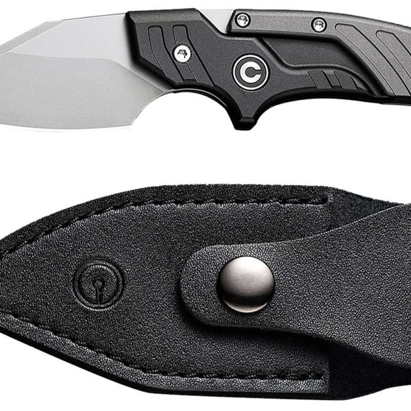 Civivi Knives C21036-3 Typhoeus  2.27" Adjustable Fixed Stonewashed Plain 14C28N Steel Blade, 3.98" Black/Gray Textured Aluminum Handle