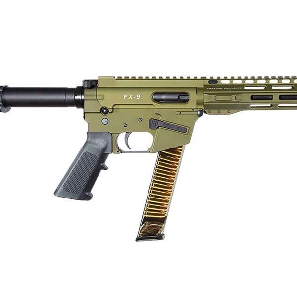 FREEDOM ORDNANCE FX9P8SBM-ODG FX9  9mm Luger 32+1 8" Black Nitride Barrel, M-LOK Handguard, OD Green Aluminum Receiver w/Picatinny Rail, OD Green Polymer SB Mini Brace, Black AR15 Grip