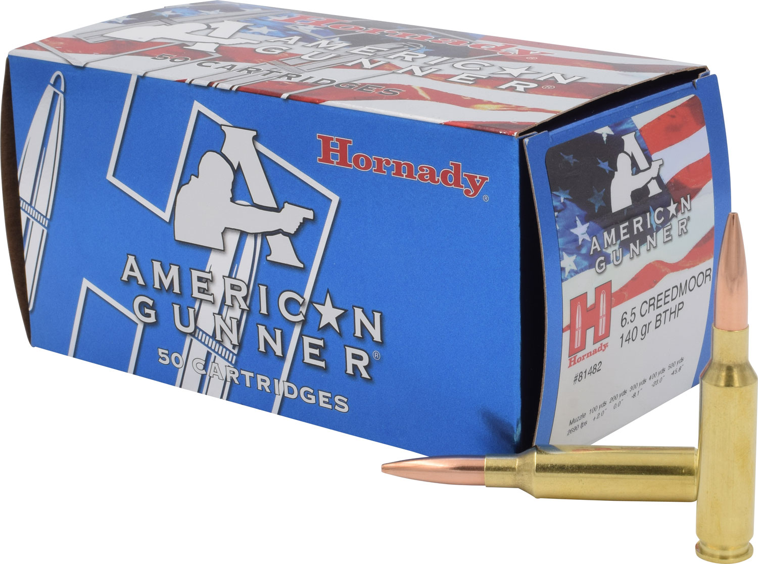 Hornady 81482 American Gunner  6.5Creedmoor 140gr Hollow Point Boat Tail 50 Per Box/10 Case