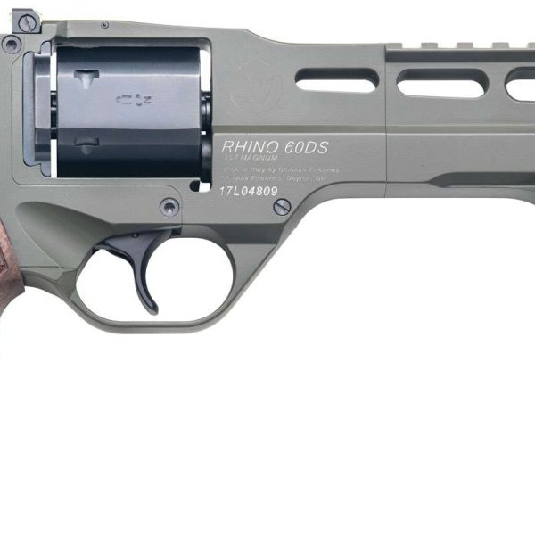 Chiappa Firearms CF340282 Rhino 60SAR SAO 357 Mag 6rd 6" Blued Cylinder OD Green Steel Barrel OD Green Cerakote Aluminum Frame with Walnut Grip
