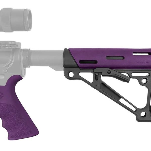 Hogue 15655 OverMolded 2-Piece Kit Purple OverMolded Rubber Black Synthetic Collapsible for AR-15, M16, M4