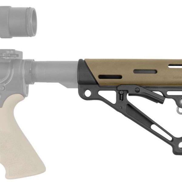 Hogue 15350 OverMolded Collapsible Buttstock Tan OverMolded Rubber Black Synthetic AR-15, M16, M4