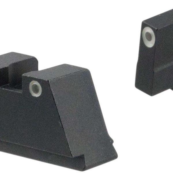 AmeriGlo GL349 Optic Compatible Sight Set for Glock  3XL Tall Green Tritium White Outline Front Sight-Green Tritium White Outline Rear Sight
