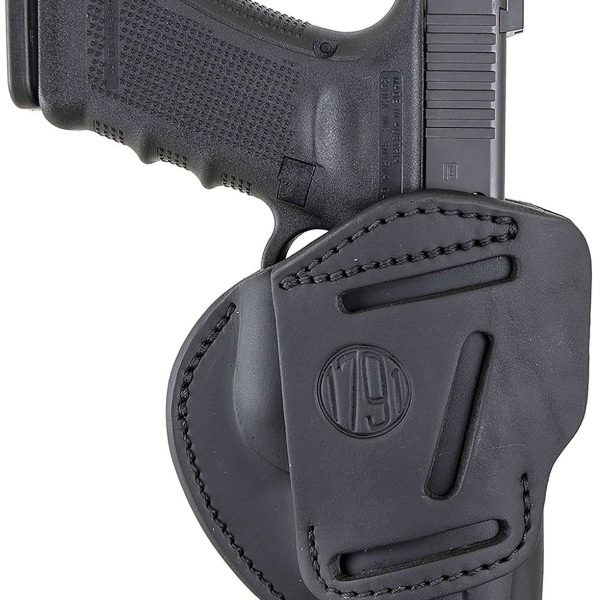 1791 Gunleather 3WH5SBLA 3-Way  IWB/OWB Size 05 Stealth Black Leather Belt Loop Compatible w/ Glock 17 Compatible w/ Springfield XD Compatible w/ S&W M&P Compatible w/ HK VP9 Ambidextrous Hand