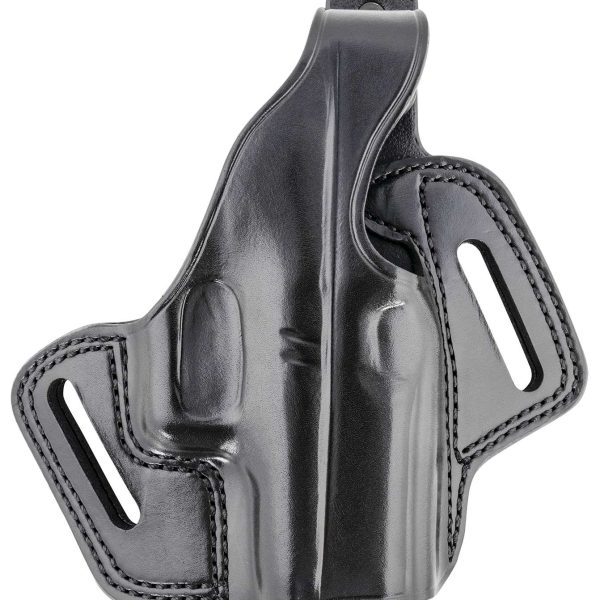 Galco FL800RB Fletch  OWB Black Leather Belt Slide Compatible w/Glock 43/43X, Springfield  Hellcat Belt Up to 1.75" Wide Right Hand
