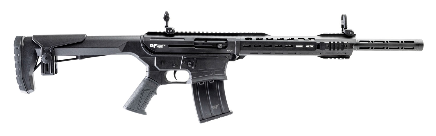 Gforce Arms GF251220 GF25  12 Gauge Semi-Auto 3" 5+1 20" Black Cerakote Spiral Threaded Barrel, Black Cerakote Picatinny Rail Aluminum Receiver, Black Adjustable Synthetic Stock  w/Black Rubber Grip