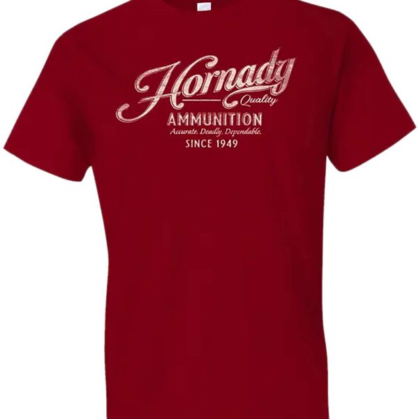 Hornady Gear 31872 Vintage Script  Red Cotton Semi-Fitted Medium