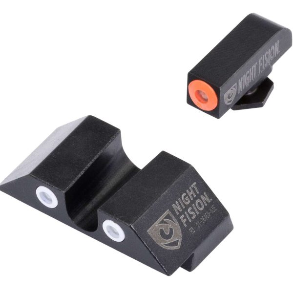 Night Fision GLK001007OGW Tritium Night Sights For Glock  Green Tritium Orange Outline Front Sight- Green Tritium White Outline Rear Sight Glock 17/17L/19/22