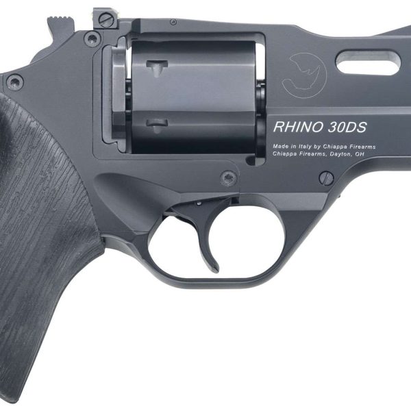Chiappa Firearms CF340289 Rhino 30SAR *CA Compliant Small Frame 357 Mag 6 Shot, 3" Black Anodized Steel Barrel, Blued Cylinder, Black Anodized Aluminum Frame, Black Rubber Grip, Concealed Hammer