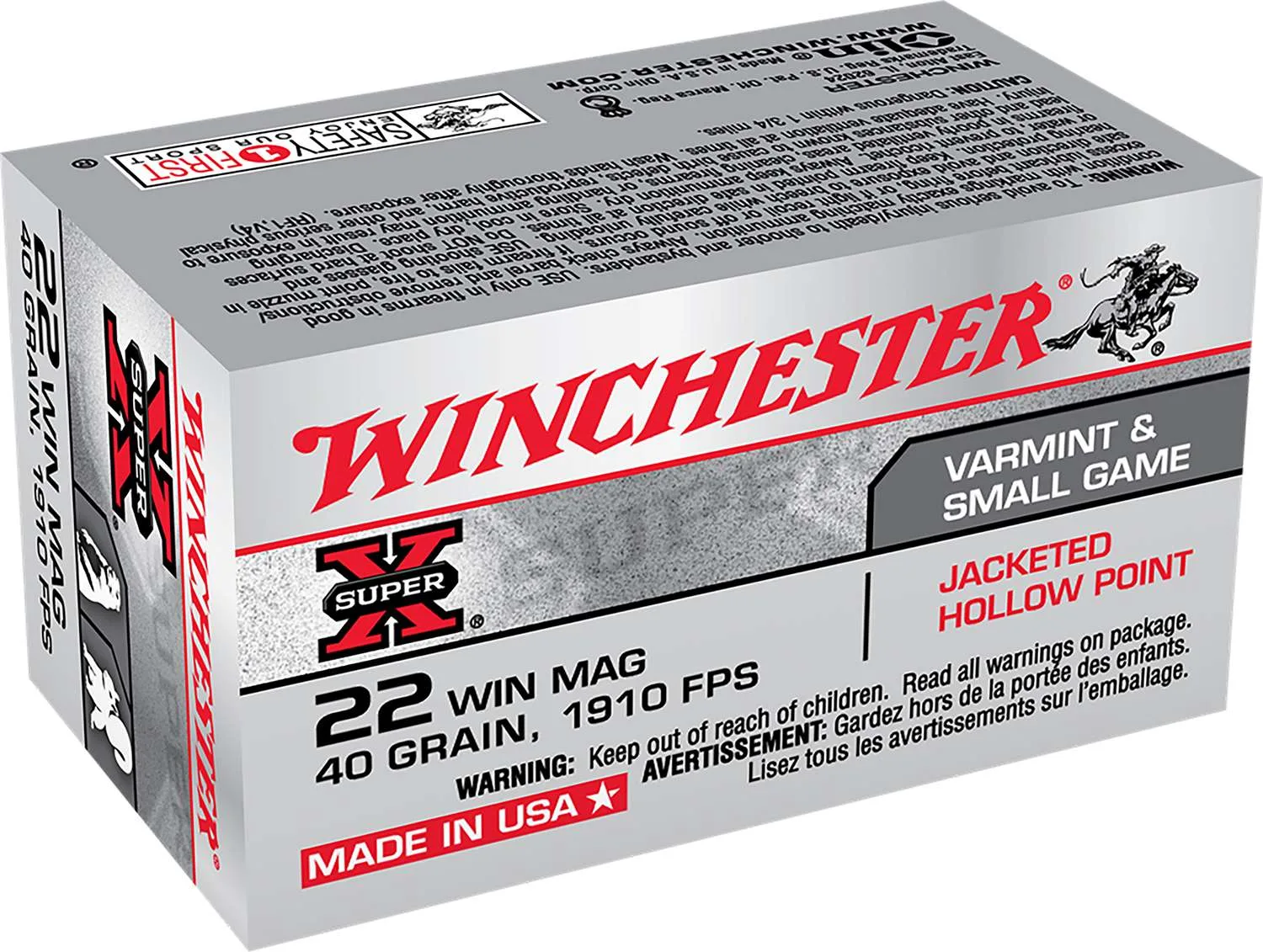 Winchester .22 WMR 40gr FMJ Brass – 50rd